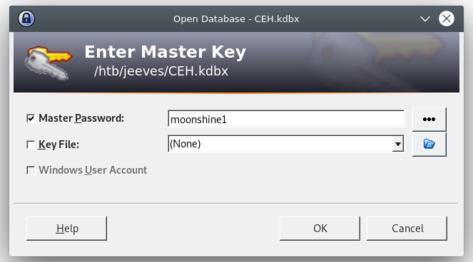 keepass master password not working